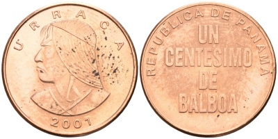 Панама 1 сентесимо 2001 Уррака KM 125 цинк плакированный медью 4588-867