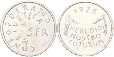 Швейцария 5 франков 1975 Защита памятников, Год европейского архитектурного наследия KM 53 медно-никель UNC 4367-824