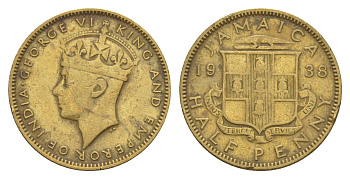 Ямайка 1/2 пенни 1938 Георг VI (1936-1952) KM 31 никель латунь 4626-457
