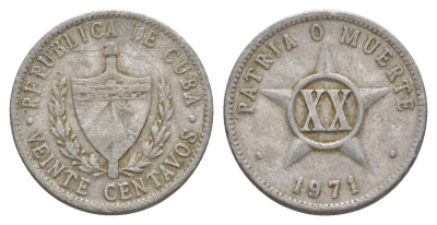 Куба 20 сентаво 1971 KM 35 алюминий 4646-345