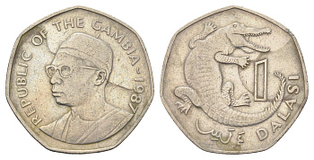 Гамбия 1 даласи 1987 год-тип KM 29 медно-никель 4692-1033