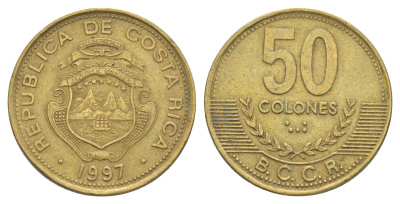 Коста-Рика 50 колонов 1997 KM 231 алюминиевая бронза 4635-1142
