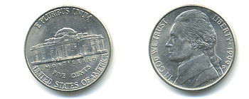 США 5 ЦЕНТОВ 1999 D ДЖЕФФЕРСОН KM А192 медно-никель 179-812