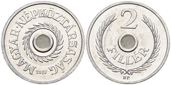 Венгрия 2 филлера 1987 BP KM 546 алюминий BU 4152-161