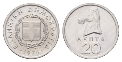 Греция 20 лепт 1976 KM 114 алюминий UNC 4668-1256