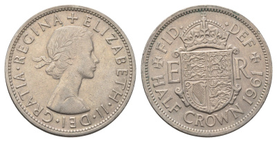 Великобритания 1/2 кроны 1961 Елизавета II (1952-2022) KM 907, Spink 4145 медно-никель 4692-443