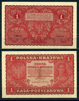 Польша 1 марка 1919 Pick 23 (1) бумага 7552-15-4-1