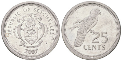 Сейшельские Острова (Сейшелы) 25 центов 2007 KM 49a сталь плакированная никелем UNC 4618-1157
