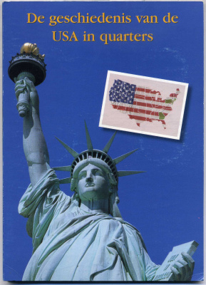 США набор из 5 квотеров 1999 штаты США: Нью-Джерси, Делавер, Джорджия, Коннектикут, Пенсильвания, буклет, капсулы, сертификат KM 295, 293, 296, 297, 294 медно-никель UNC 7-6-1-28