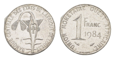 Западная Африка (BCEAO) 1 франк 1984 KM 8 нержавеющая сталь 4640-349