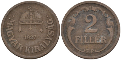Венгрия 2 филлера 1927 BP KM 506 бронза 4115-1112