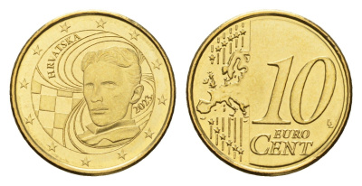 Хорватия 10 евроцентов 2023 Никола Тесла KM 138 нордик UNC 4174-1013