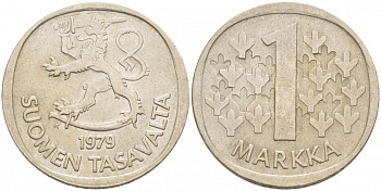 ФИНЛЯНДИЯ 1 МАРКА 1979 K KM 49а медно-никель 3718-856