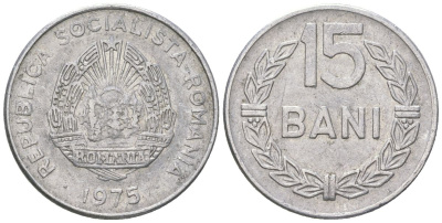 Румыния 15 бань (бани) 1975 KM 93a алюминий aUNC 218-445