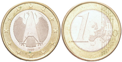 Германия 1 евро 2002 G KM 213 биметалл UNC 4126-646