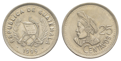 Гватемала 25 сентаво 1995 KM 278.5 медно-никель UNC 4642-824