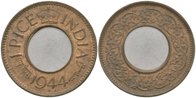 Британская Индия 1 пайс 1944 Георг VI (1936-1952) KM 533 бронза 33-1031