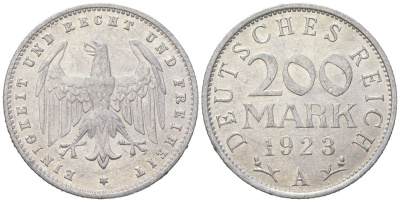 Германия 200 марок 1923 A KM 35 алюминий aUNC 31-547