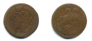 РОССИЯ 1 КОПЕЙКА 1759 медь 61-335