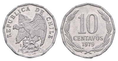 Чили 10 сентаво 1979 KM 205a алюминий UNC 4656-1025