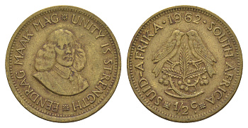 ЮАР 1/2 цента 1962 KM 56 латунь 4176-1247