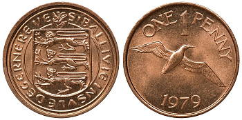 Гернси 1 пенни 1979 Елизавета II KM 27 бронза UNC M55-07
