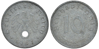 Германия 10 рейхспфеннигов 1941 A KM 101, J. 371 цинк 4132-615