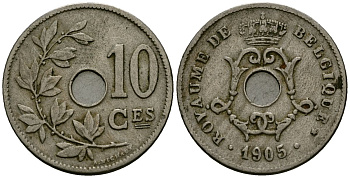 Бельгия 10 сантимов 1905 Belgique KM 52 медно-никель 4172-831
