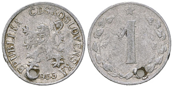 Чехословакия 1 геллер 1953 KM 35 алюминий 99-718