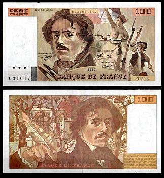 Франция 100 франков 1993 "SECRETAIRE G.al" Pick 154 g (1) бумага 7222-59-3-1