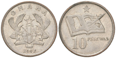 Гана 10 песев 2007 KM 39 сталь плакированная никелем 4618-322