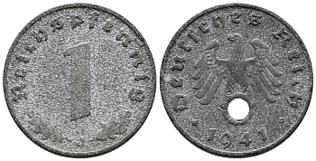 ГЕРМАНИЯ 1 РЕЙХСПФЕННИГ 1941 J KM 97, J. 369 цинк 39-1163