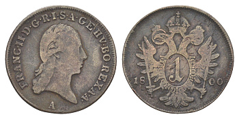 Австрия 1 крейцер 1800 A, Франц II (1792-1835) KM 2111 медь 4606-732