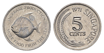 Сингапур 5 центов 1971 ФАО - Продовольственная программа KM 8 алюминий UNC 4679-729
