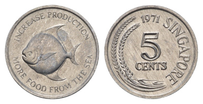 Сингапур 5 центов 1971 ФАО - Продовольственная программа KM 8 алюминий UNC 4679-729