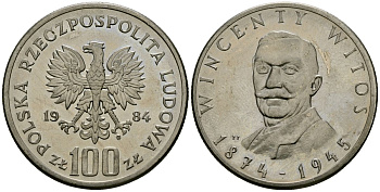Польша 100 злотых 1984 110 лет со дня рождения Винценты Витоса Y 148 медно-никель 4168-913