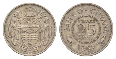 Гайана 25 центов 1967 KM 34 медно-никель 4655-846