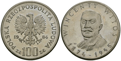 Польша 100 злотых 1984 110 лет со дня рождения Винценты Витоса Y 148 медно-никель 4168-913