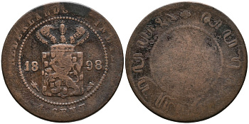 Нидерландская Восточная Индия 1 цент 1898 голландское правление (1816-1942) KM 307.2 медь 4529-1055