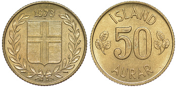 Исландия 50 эйре 1971 KM 17 никель-бронза UNC 4588-435