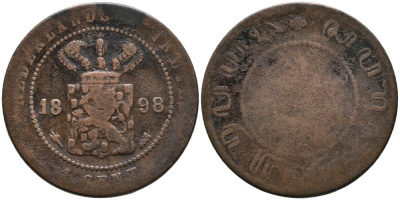 Нидерландская Восточная Индия 1 цент 1898 голландское правление (1816-1942) KM 307.2 медь 4529-1055