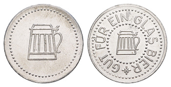 Германия жетон в 1 "стакан пива" ND диаметр 24 мм, вес 1,1 гр алюминий UNC 4638-852