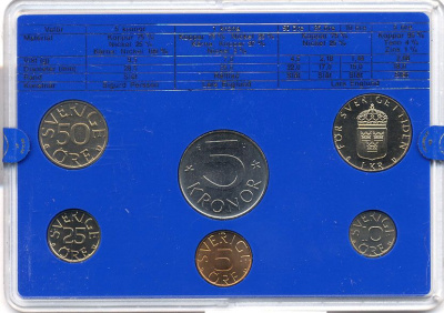 Швеция набор монетного двора из 6 монет 1980 в пластике, Карл XVI Густав (1973- ) KM MS15 UNC 4-3-6-130