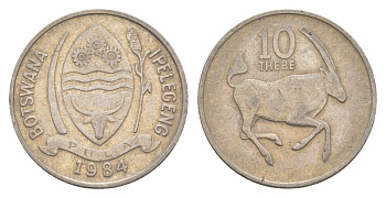 Ботсвана 10 тхебе 1984 антилопа оракс KM 5a сталь плакированная никелем 51-1724