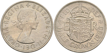 Великобритания 1/2 кроны 1966 Елизавета II (1952-2022) KM 907, Spink 4145 медно-никель 4117-946
