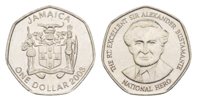Ямайка 1 доллар 2003 Александр Бустаманте KM 164 сталь плакированная никелем UNC 4643-128