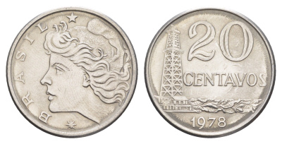 Бразилия 20 сентаво 1978 KM 579.1a нержавеющая сталь UNC 4642-1056