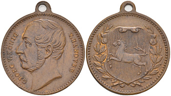 Ганновер медаль ND Георг V, король Ганновера, с ушком для ношения, диаметр 22 мм, вес 4,18 гр. бронза 4391-413