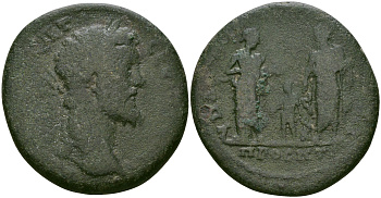 Римская Империя, Провинция Нижняя Мезия, Никополь-на-Истре AE 193 - 195 Септимий Север, бюст императора / Гигиэя, Телесфор и Асклепий Varbanov 2788 бронза 1100-5-34