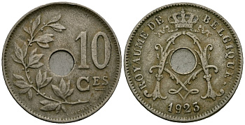 Бельгия 10 сантимов 1923 Belgique KM 85 медно-никель 4172-931